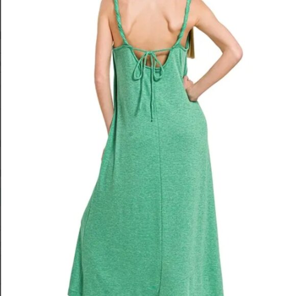 Zenana French Terry Twisted Strap Midi Dress - Picture 3 of 3